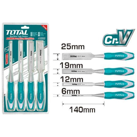 TOTAL 4 PCS WOOD CHISEL SET