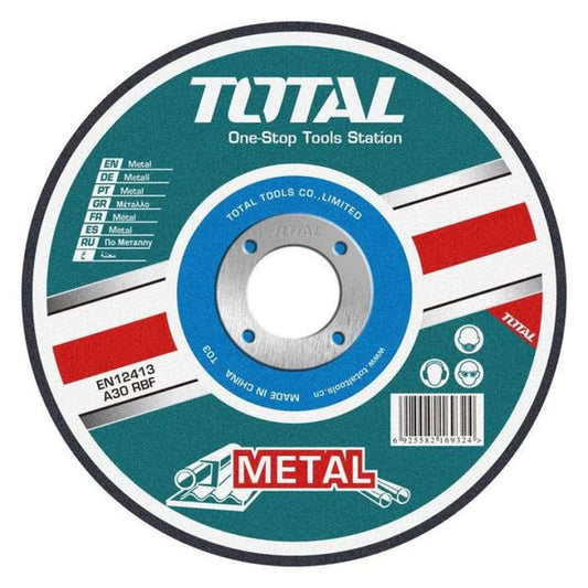 ABRASIVE METAL CUTTING DISC 115MM FLAT CENTRE  (4/1/2") X 1.6MM (1/16") X22.2MM (7/8") TOTAL