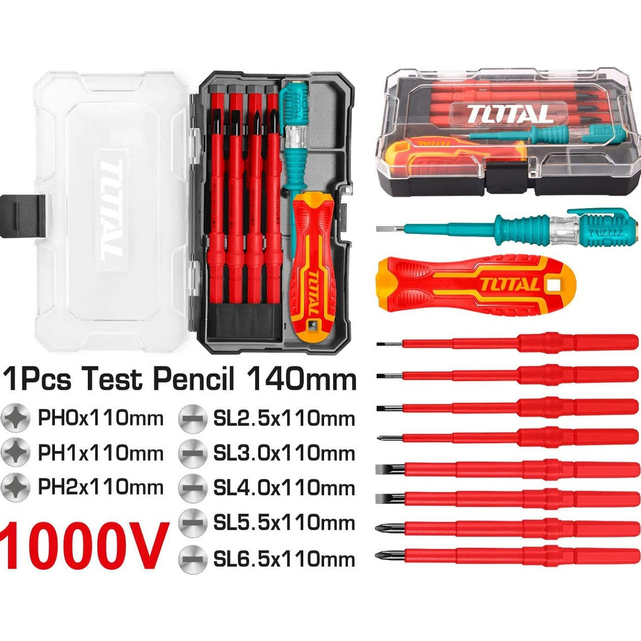 10 PCS INTERCHANGEABLE INSULATED SCREWDRIVER SET TOTAL