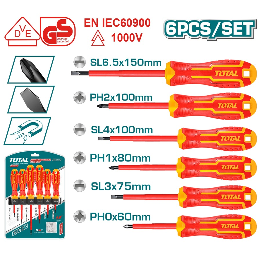 6 PCS INSULATED SCREWDRIVER SET TOTAL