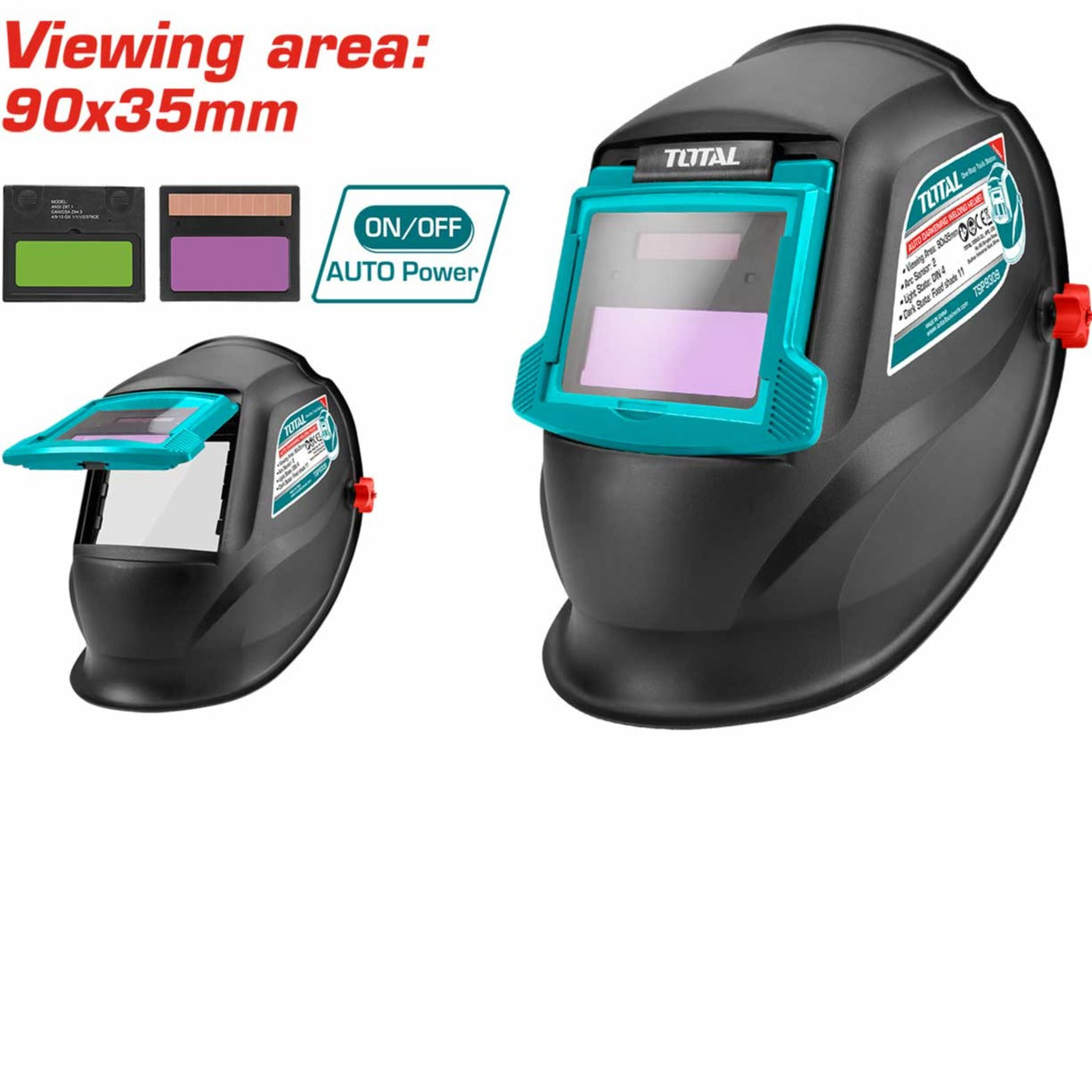 AUTO DARKENING WELDING HELMET 90×35MM TOTAL