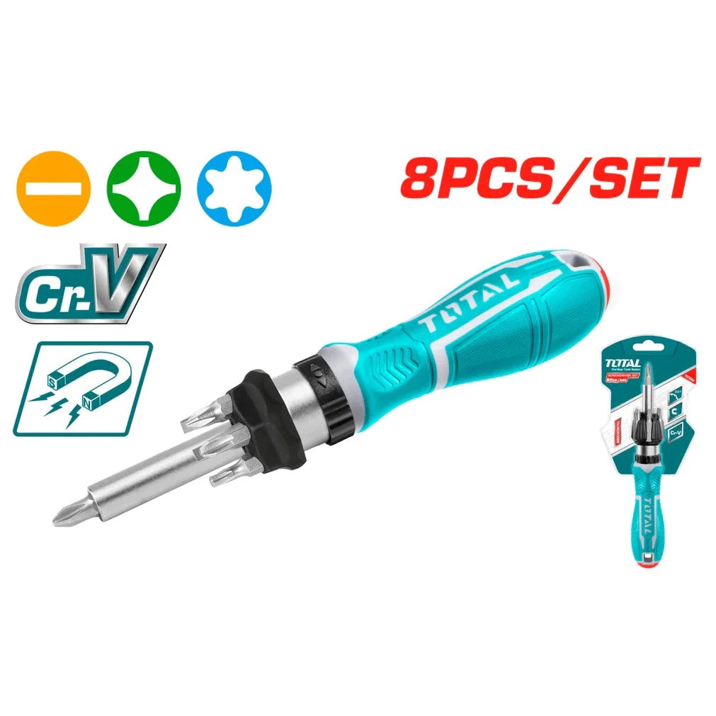 TOTAL 8 PCS RATCHET SCREWDRIVER SET