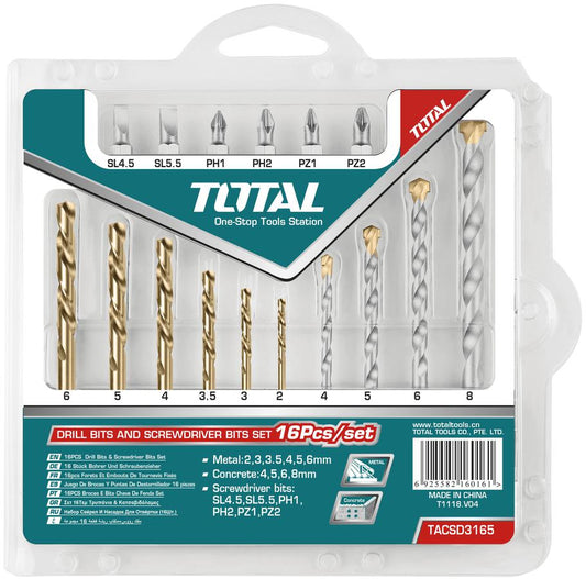 Total Drill and Screwdriver Bits Set  16pcs