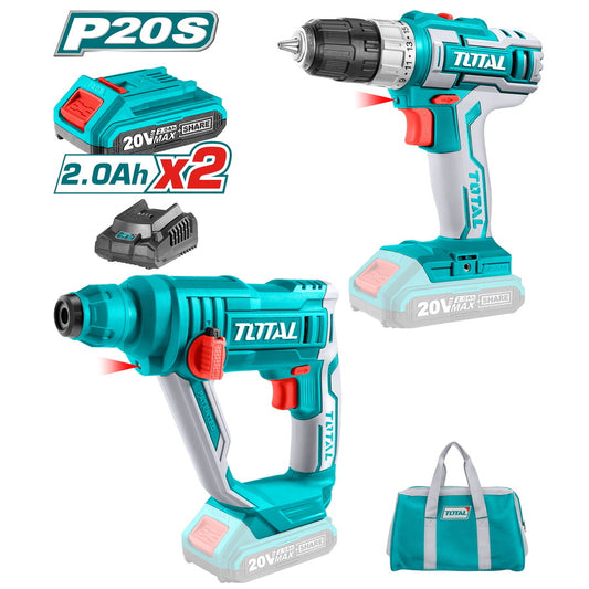 2PC COMBO KIT LITHIUM-ION IMP DRILL AND ROTARY HAMMER TOTAL