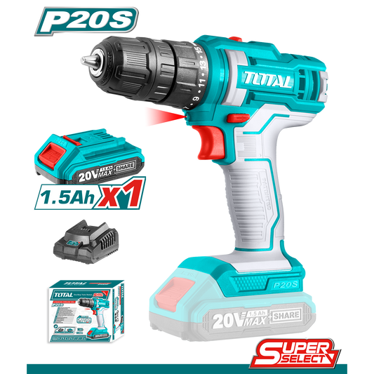 LITHIUM-ION CORDLESS DRILL 1.5AH BATTERY TOTAL