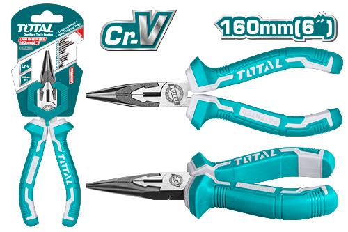 TOTAL LONG NOSE PLIER 160MM/6" Cr-V MATERIAL