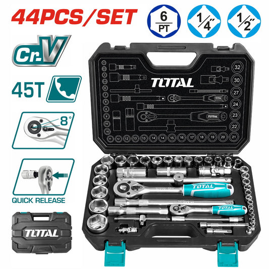 TOTAL 44PCS 1/4"+1/2" SOCKET SET