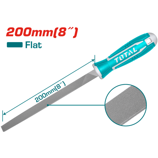 TOTAL 200MM FLAT STEEL FILE WITH HANDLE T12