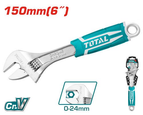 TOTAL 150MM/6" ADJUSTABLE WRENCH RUBBER HANDLE