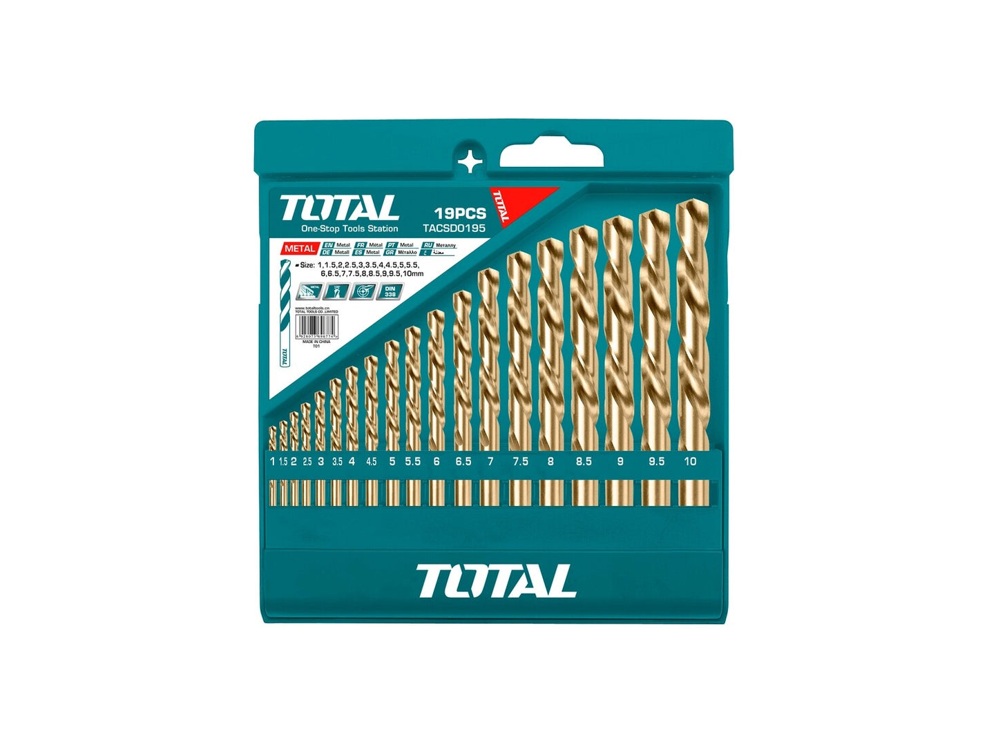 TOTAL HSS TWIST DRILL BITS SET 19PC