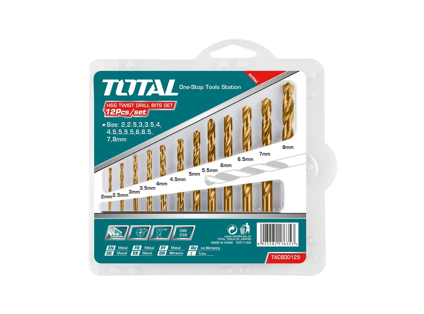 TOTAL HSS TWIST DRILL BITS SET 12PC