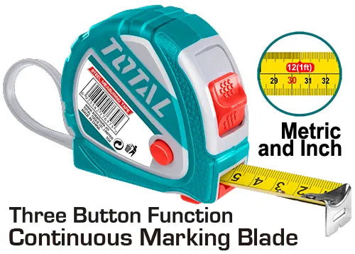 TOTAL 10MX25MM MEASURING TAPE METRIC ONLY