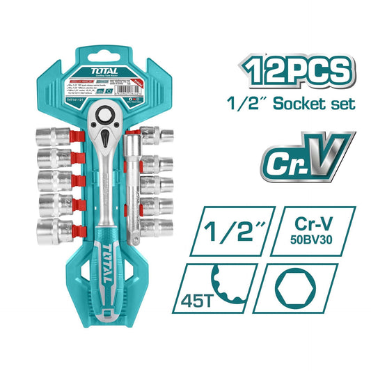 TOTAL 12 PC SOCKET SET 1/2" QUICK RELEASE