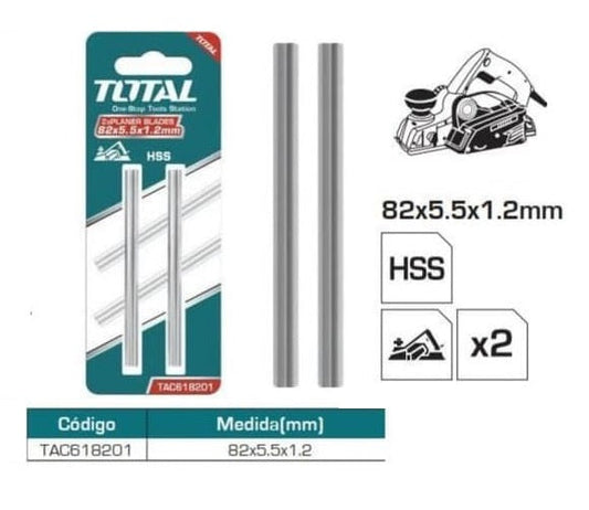 TOTAL PLANER BLADE 82MMX5.5MMX1.2MM HSS 2PCS